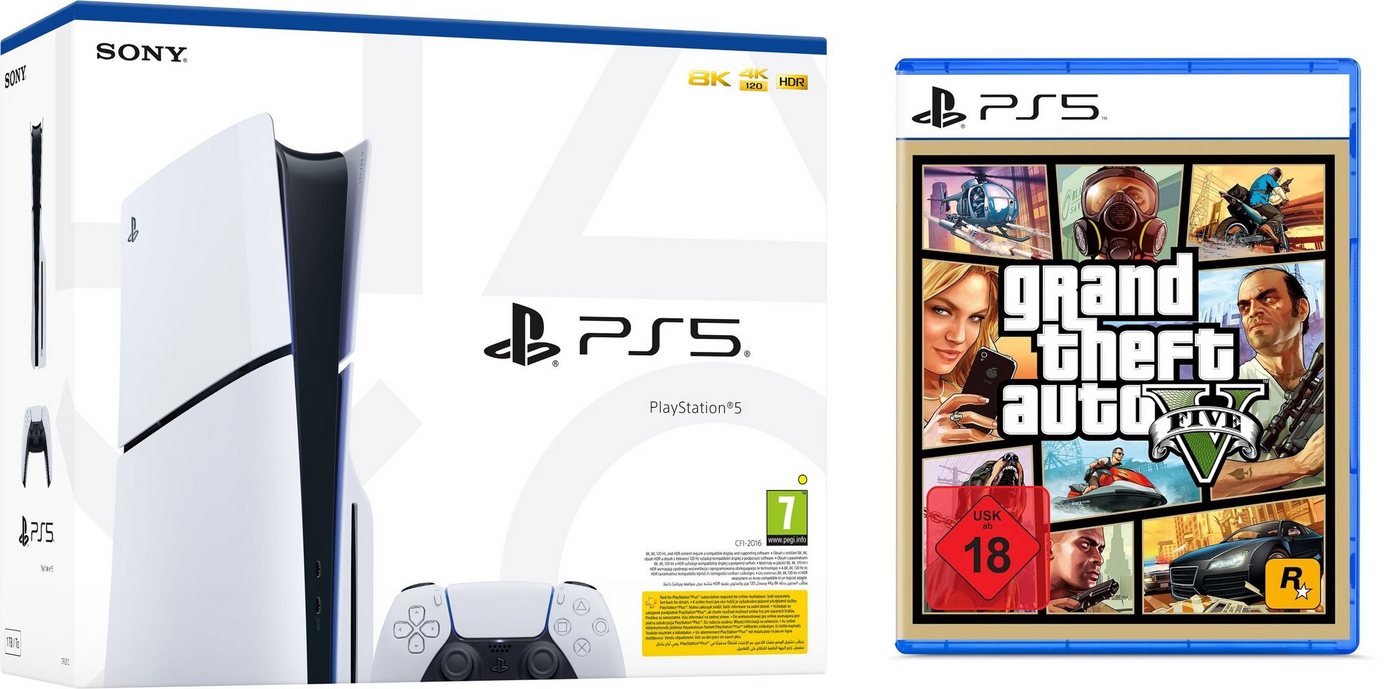 Playstation Playstation 5 Slim Disk Laufwerk + GTA V Spiel Bundle 1TB von Playstation