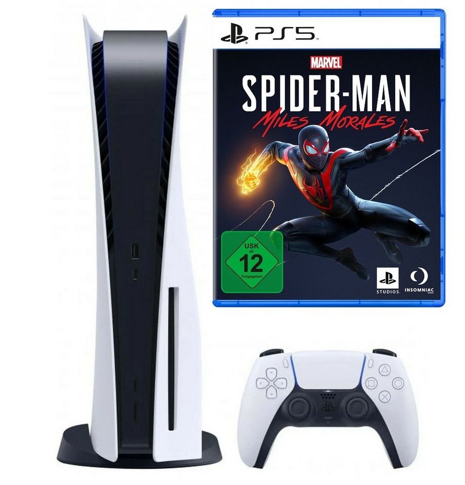 Playstation Playstation Sony PS5 Konsole Disk Laufwerk + Spider-Man: Miles Morales, Blu-ray Disc Version - Playstation Bundle Set von Playstation