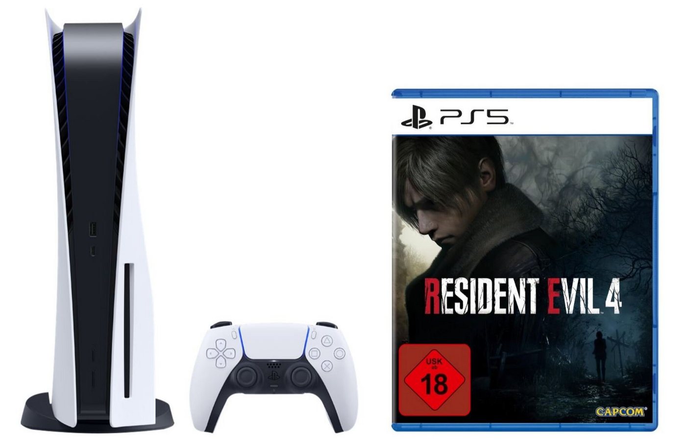 Playstation Sony Playstation 5 Disk Laufwerk Konsole inkl. Resident Evil 4 Remake, Blu-Ray PS5 Spiel Bundle von Playstation