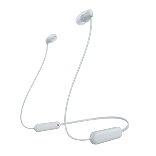 Sony kabellose WI-C100 In-Ear-Kopfhörer (bis zu 25 Stunden Akkulaufzeit, optimiert für Sprachassistenten, integriertes Mikrofon für Telefonate, Bluetooth), Weiß, klein von Playstation