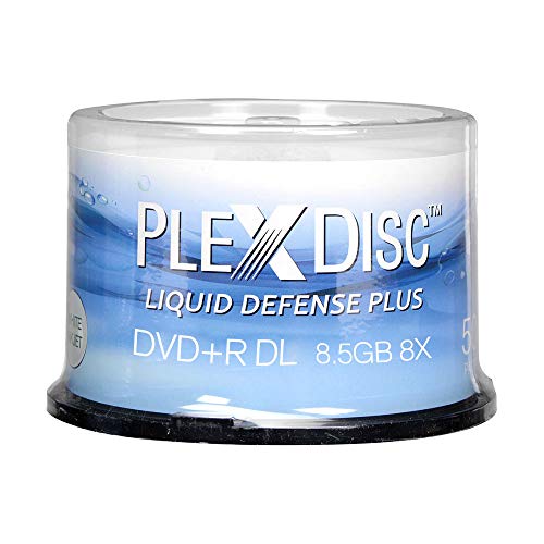 PlexDisc 608-C04 DVD+R DL 8 x 8,7 GB, 50 Disc-Spindel, wasserfest, glänzend, Weiß von PlexDisc