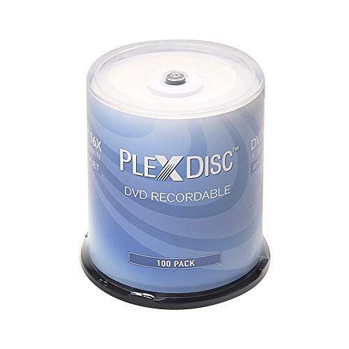 PlexDisc DVD-R 632-415-BX 4,7 GB 16 x weißer Thermo-Hub bedruckbar - 100 Disc-Spindel (FFP) von PlexDisc