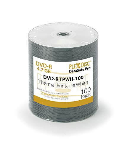 PlexDisc DataSafe Pro DVD-R, 100 STK., 16x, 4,7GB, für Thermo-retransfer Druck, weiß von PlexDisc