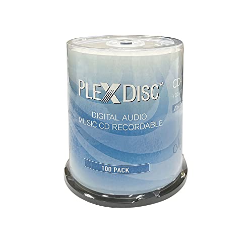 PlexDisc Digitale Audio-Musik-CD-R-Disc, 700 MB, für Tintenstrahldrucker bedruckbar, 100 Stück (FFP) von PlexDisc