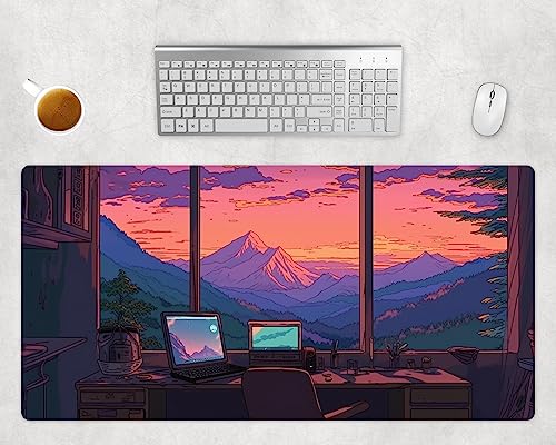 Anime Lofi Mauspad Gaming Groß XXL 80x40cm Oder 60x35cm - Schreibtischunterlage - Computer Zubehör - PC Gamer Mouse Pad Rutschfest Wasserabweisend - Schreibtischmatte Büro Deko (1, 60x35cm) von PlimPlom