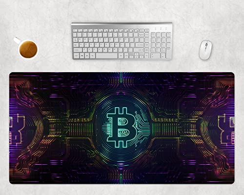 Bitcoin Gaming Mauspad XXL - Erhältlich in 60x35cm oder 80x40cm - PC Gamer Mousepad - Büro Deko Schreibtischunterlage (80x40cm) von PlimPlom