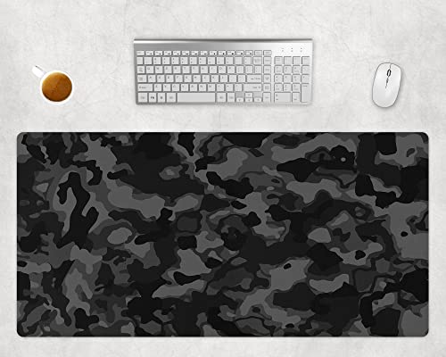 Black Camouflage Mauspad XXL, Schreibtischunterlage Groß, Mousepad Rutschfest, Gamer Maus Pad, Gaming PC Computer Zubehör, Schreibtisch Matte, Büro Deko (60x35cm) von PlimPlom