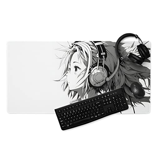 Gaming Mauspad XXL Anime Manga Schreibtischunterlage Groß Vernähte Ränder Rutschfest Gamer Mouse Pad Geschenk PC Computer Zubehör (60x35cm) von PlimPlom