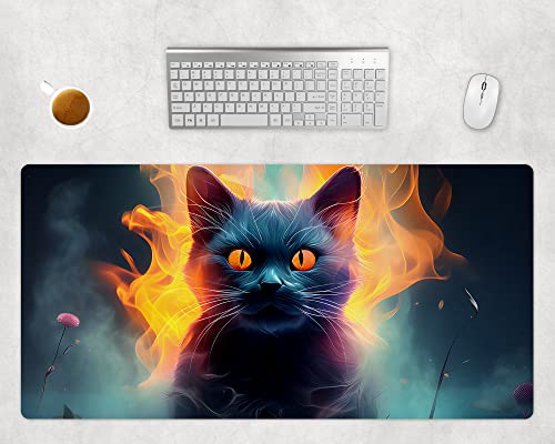 Gaming Mauspad XXL Katze, Schreibtischunterlage Groß, Mousepad Rutschfest, Gamer Maus Pad, PC Computer Zubehör, Büro Schreibtisch Matte (80x40cm) von PlimPlom