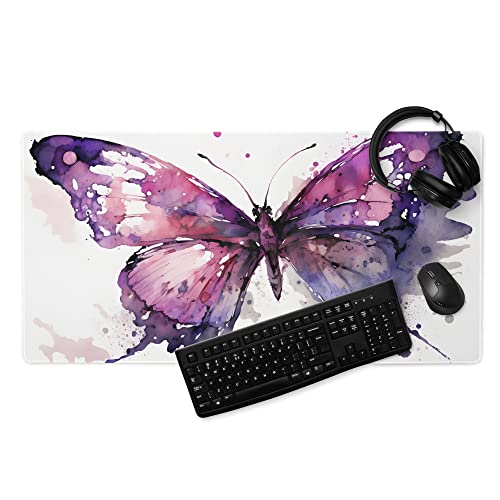Gaming Mauspad XXL Schmetterling Schreibtischunterlage Groß Vernähte Ränder Rutschfest Gamer Mouse Pad Geschenk PC Computer Zubehör (60x35cm) von PlimPlom