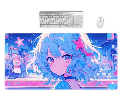 Mauspad Gaming XXL - Anime Girl Manga Schreibtischunterlage - Hochwertiges Mousepad In 2 Größen - Schreibtisch Matte Groß - Bessere Präzision und Geschwindigkeit - PC Computer Zubehör (80x40cm) von PlimPlom