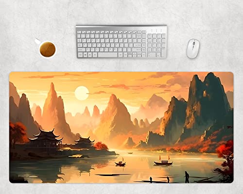 Mauspad XXL Gaming 80x40cm Oder 60x35cm - Schreibtischunterlage Japan Groß - PC Computer Zubehör - Büro Schreibtisch Deko - Gamer Mousepad Rutschfest Wasserabweisend (80x40cm) von PlimPlom