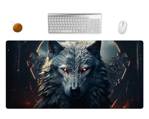 Mauspad XXL - Gothic Wolf Schreibtischunterlage - Fantasy Gaming Mousepad Groß - Schreibtisch Matte In 2 Größen (1, 60x35cm) von PlimPlom