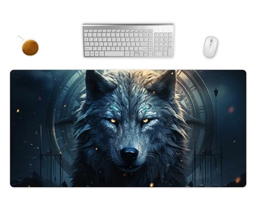 Mauspad XXL - Gothic Wolf Schreibtischunterlage - Fantasy Gaming Mousepad Groß - Schreibtisch Matte In 2 Größen (3, 60x35cm) von PlimPlom