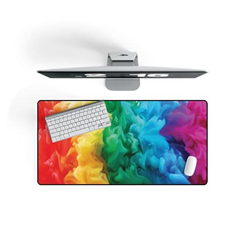 Regenbogen Farben Schreibtischunterlage 80x40cm, Gaming Mauspad XXL, PC Matte, Maus Pad Groß, Computer Zubehör, Schreibtischmatte von PlimPlom