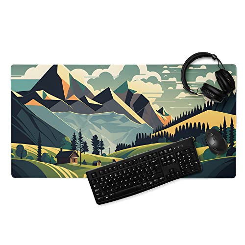 Schreibtischunterlage Groß Landschaft Berge Gaming Mauspad XXL Rutschfest Gamer Mouse Pad Geschenk PC Computer Zubehör (80x40cm) von PlimPlom