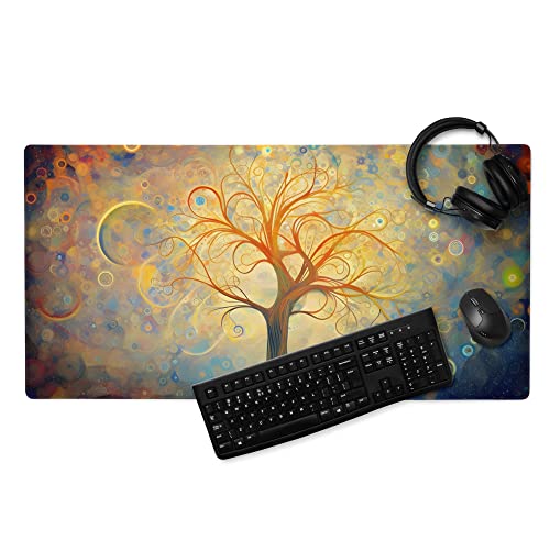Spirituelle Deko Mauspad XXL Gaming Schreibtischunterlage Groß Rutschfest Gamer Mousepad PC Computer Zubehör Mausmatte Lebensbaum (80x40cm) von PlimPlom