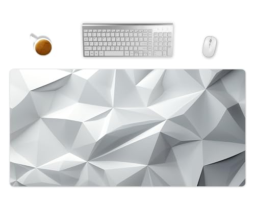 XXL Mauspad - Schreibtischunterlage Weiß Abstrakt - Mousepad Groß - Schreibtisch Matte In 2 Größen - Rutschfest Und Wasserfest (60x35cm) von PlimPlom