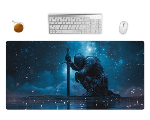 XXL Mousepad Groß Mittelalter Ritter - Rutschfestes Mauspad für maximale Kontrolle, auch als Schreibtischunterlage in 2 Größen erhältlich (60x35cm) von PlimPlom