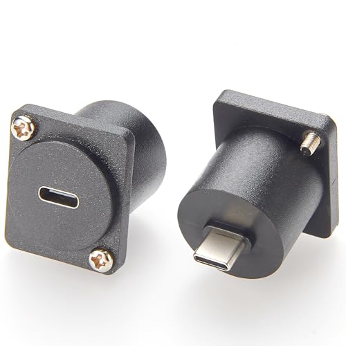Plinkwirekb D-Typ/XLR Panelmontage, USB 3.1 Typ C Buchse auf Stecker, Durchgangsanschluss, 10 Gbit/s, USB C auf USB C Panel-Mount-Adapter (1 Stück) von Plinkwirekb