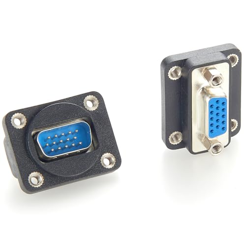 Plinkwirekb D Typ Modul VGA 15-poliger Stecker auf Buchse Passthru Konverter XLR Flansch Panel Mount Adapter kompatibel NADB15MF EHHD15MFB (1 Stück) von Plinkwirekb