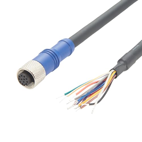Plinkwirekb M12 A Code 12-polige Buchse auf offene fliegende Kabel, GPIO Power I/O Trigger abgeschirmtes Kabel, kompatibel mit CBL-05P2-S1 Cognex 3D-Kamera-Wegsensor DS1000 DS1050 DS1101 DS1300 (5 m) von Plinkwirekb