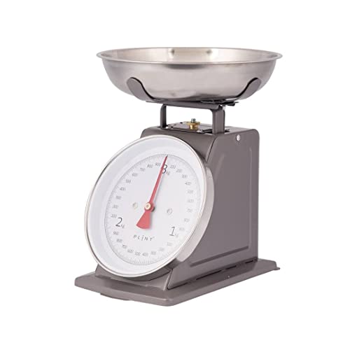 PLINT New 3KG Traditional Weighing Kitchen Scale With Stainless Steel Bowl, Retro Scales Mechanical Vintage, Retro Food Scales with Large Metal Bowl (Modern Black) von Plint