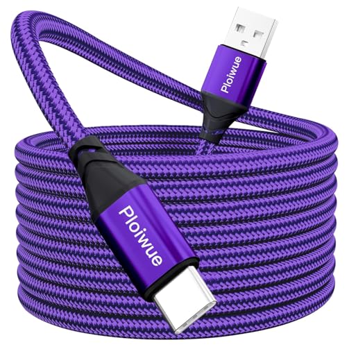 Extra langes USB C Kabel 4M PS5 Controller Ladekabel Geflochten USB Typ C Ladekabel Kompatibel mit Samsung Galaxy S20/S10/S9 PS5 Xbox Series X/S Controller Switch Pro Contropurpleller() von Ploiwue