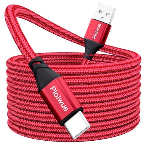 Ploiwue Extra langes USB C Kabel 6m USB A auf USB C Ladekabel, Schnellladung Kompatibel mit PS5 Controller, Galaxy S10 S9 S8 S20 fe S21 S22, A12 A50 A51 A51s, Switch Tablet usw.(Rot) von Ploiwue