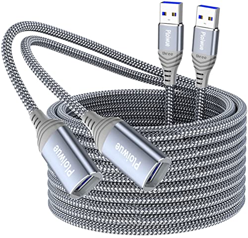 Ploiwue USB 3.0 Verlängerung Kabel 2-Packung 3M+3M, USB A Stecker auf A Buchse Nylon Verlängerungskabel 5Gbps Superschnelle mit für Kartenlesegerät,Tastatur, Drucker, Scanner,Kamera usw - Grau von Ploiwue