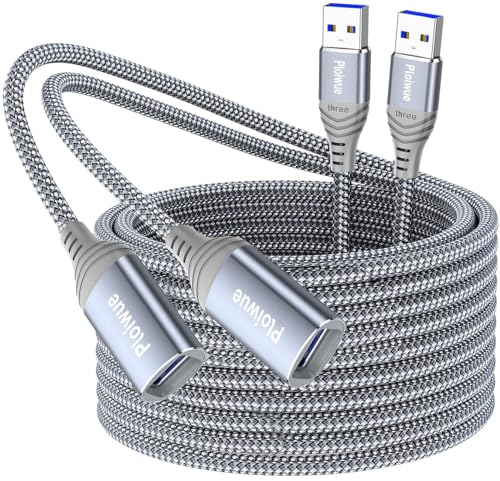 Ploiwue USB 3.0 Verlängerung kabel,2-Packung [2 m+2m] USB A zu A Buchse Extender 5Gbps Datenübertragung USB Verlängerungskabel geflochtenes Kompatibel für Tastatur,Maus,U Disk,Drucker, (Grau) von Ploiwue