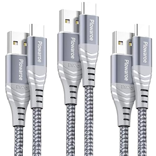 USB C Kabel 2M+2M+2M 3Stück Extra Lang USB A auf USB C Ladekabel, Schnelles Laden kompatibel mit PS5 Controller, Samsung Galaxy S10 S9 S8 S20 fe S21 S22, A12 A50 A51 A51s, Switch Tablet usw (grau) von Ploiwue
