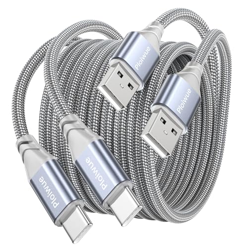USB C Cable [2 Pack 2M], USB Type C Charging Cable, Nylon Braided Data Sync Cable for PS5 Controller, PS5 DualSense Xbox Series X/S Controller, Sony, Samsung Galaxy S20 S21, Nintendo Switch (Grey) von Ploiwue