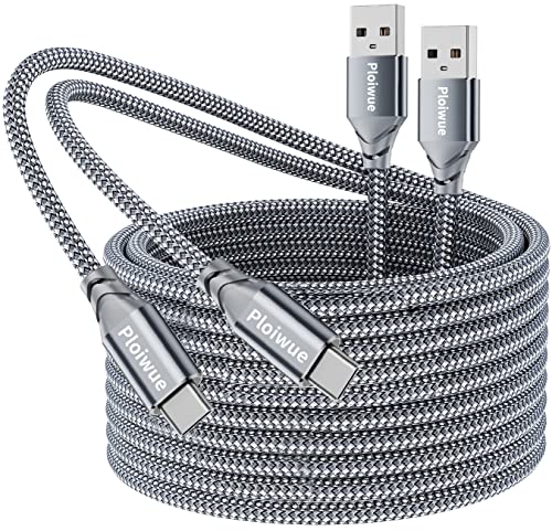 USB C Kabel [2pack 3M],USB Typ C Ladekabel Nylon-Geflecht Daten Sync Kabel für PS5 Controller,PS5 DualSense Xbox Series X/S Controller,Sony,Samsung Galaxy S20 S21,Nintendo Switch(Grau) von Ploiwue
