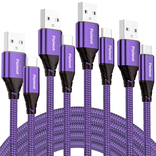 USB C Kabel [4 Stück 2M+2M+3M+3M] 3.1A Ladekabel USB C Schnellladekabel Nylon USB C Ladekabel für Samsung Galaxy S23 S22 S21 S20 Note10 Huawei P9 Pixel 7/6 Switch PS5 15 Pro Max Xperia etc (Lila) von Ploiwue