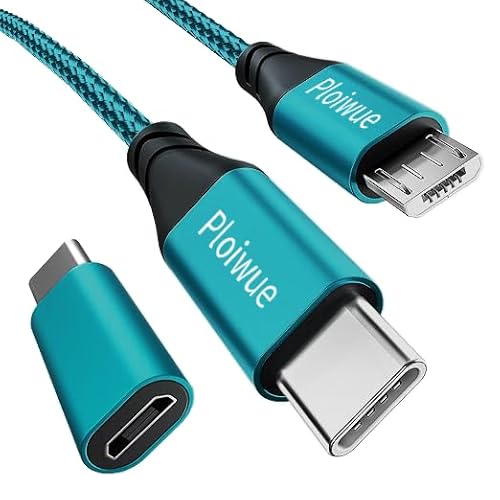 USB C auf Micro USB Kabel 1M USB C to Micro USB Adapter USB Typ C auf Micro Kabel USB C zu Micro Ladegerät Kabel Android Ladekabel Kompatibel für Samsung Galaxy S20/S9/S9+/S10, Huawei, HTC, LG von Ploiwue