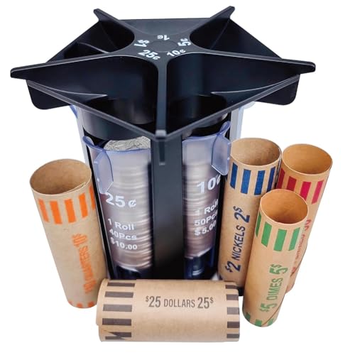 Plookyoe Münzsortierröhre, Münzzähler mit Münzrollen, 5-IN-1-Wechselgeldsortierer, Wechselgeldzählmaschine, Münzorganizer, Münzhalter Plookyoe Münzsortierröhre, Münzzähler mit Münzrollen, 5-IN-1-Wechselgeldsortierer, Wechselgeldzählmaschine, Münzorganizer, Münzhalter von Plookyoe