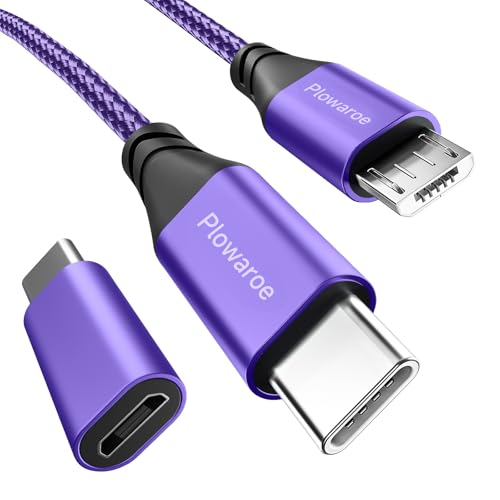 USB C auf Micro USB Kabel 0.5 M USB C to Micro USB Adapter Android Ladekabel Kompatibel fürSamsung Galaxy S20/S9/S9+/S10 Huawei HTC LG （Lila） von Plowaroe
