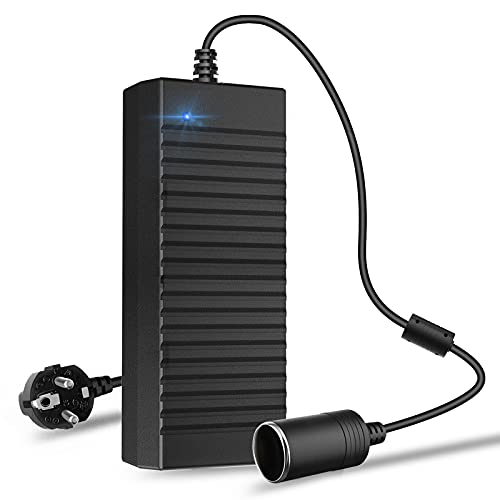 Plozoe 120W 10A AC-DC Stromrichter 230V auf 12V Gleichrichter 12V 10A AC DC Wechselrichter mit Zigarettenanzünder-Buchse für Kompressor Kühlbox, LED Lampen und Ventilatoren (Schwarz, 1er Pack) von Plozoe