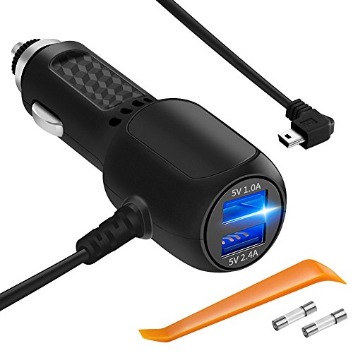 Plozoe Auto-Ladegerät, USB-Netzkabel, Ladeadapter für Garmin GPS Nuvi, Spiegelkamera, Dashcam, Stromkabel (Mini-USB 3,5 m) von Plozoe