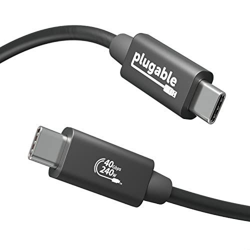 Plugable USB4 Kabel mit 240W Ladung, 3.3Feet (1M), USB-IF zertifiziert, 1x 8K Display, 40Gbps, kompatibel mit USB 4, Thunderbolt 4, Thunderbolt 3, USB-C von Plugable