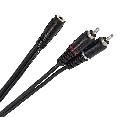 Plugger Mini-Y-Kabel, Stereo-Klinkenstecker/Cinch-Stecker, weiblich, 0,60 m, Schwarz von Plugger