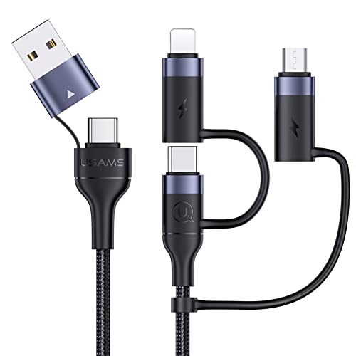 Pluggify 60W USB C Multi USB Kabel, 6 in 1 Multi Ladekabel USB C Kabel PD 3A Universal Ladekabel Schnellladekabel USB A/C auf Typ C/iP/Micro Nylon Mehrfach Ladekabel für Laptop Handy (1.2M Schwarz) von Pluggify