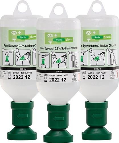 3 Stk. Plum Augenspülflasche 0,5l 3 J.(ungeöffnete Flasche) DIN EN15154-4 4613 von Plum Safety ApS