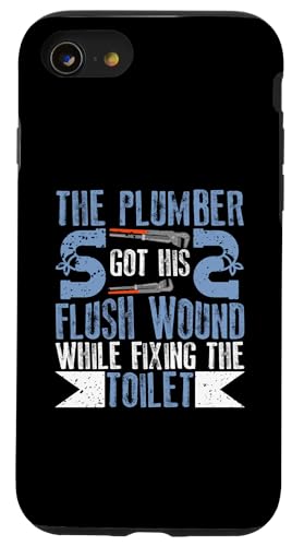 Ein bündig gewundenes Klempner-Design mit Wortspiel Hülle für iPhone SE (2020) / 7 / 8 von Plumber Design Ideas For Plumbers