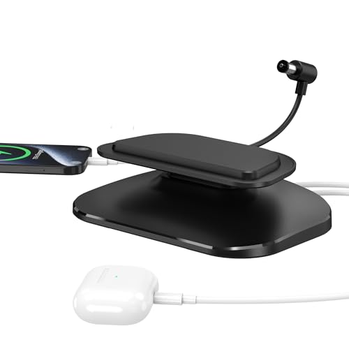PlusAcc Verstellbarer Ladestation für Show 8 (3.Gen) & Phone - Ständer mit USB C und USB A Ladeanschlüssen Ladestation für Smartphones, Smartwatch-Kopfhörer und Show 8 3.Gen (Schwarz) von PlusAcc