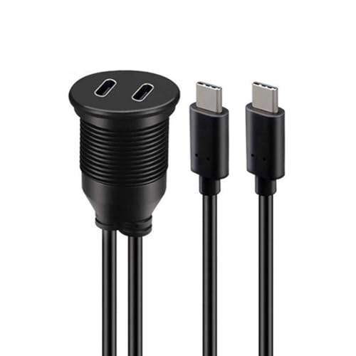 Pluuttiem USB Typ C Verlängerungskabel 1M Stecker auf Buchse Dual Port Wasserdichte Kfz-Halterung Flachkabel für Auto Boot USB2.0 von Pluuttiem