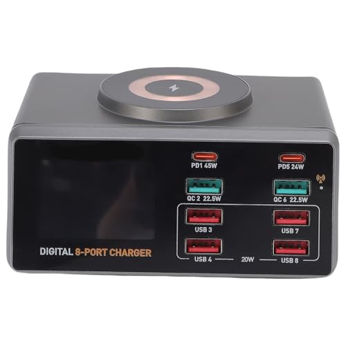 100W USB C Schneller Ladegerät, USB -Ladestation Hub -Ziegelstein mit Echtzeitleistung, Magnetische Adsorptionspositionierung für Laptop und Smartphone (EU-Stecker) von Plyisty