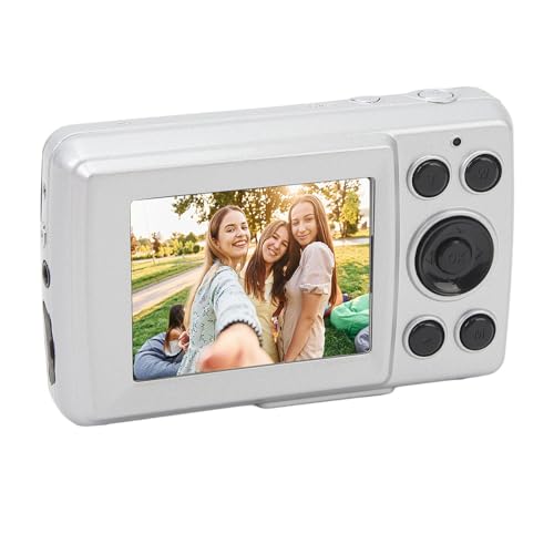 2,4-Zoll-Digitalkamera, 16 MP Kompakte Kleine Reisekamera, 16-Fach Digitaler Zoom, Digitale Point-and-Shoot-Kamera, für, Mädchen, Jugendliche (Silber grau) von Plyisty