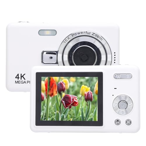 2,4-Zoll-Digitalkamera, 4K 50MP-Kinderkamera, Wiederaufladbare Point-and-Shoot-Kamera mit 16-fachem Digitalzoom, Kompaktkamera (64GB) von Plyisty